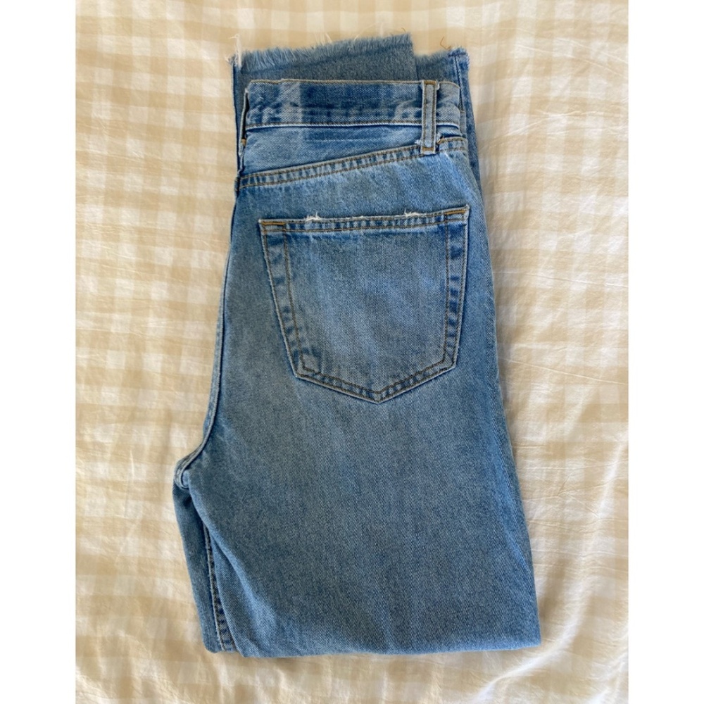 Light blue straight jeans, no stretch